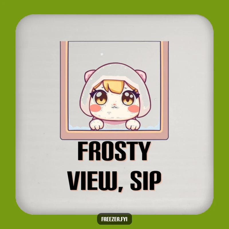 Funny Frosty Window Coaster: Protect Surfaces with a Hilarious Peeking Character