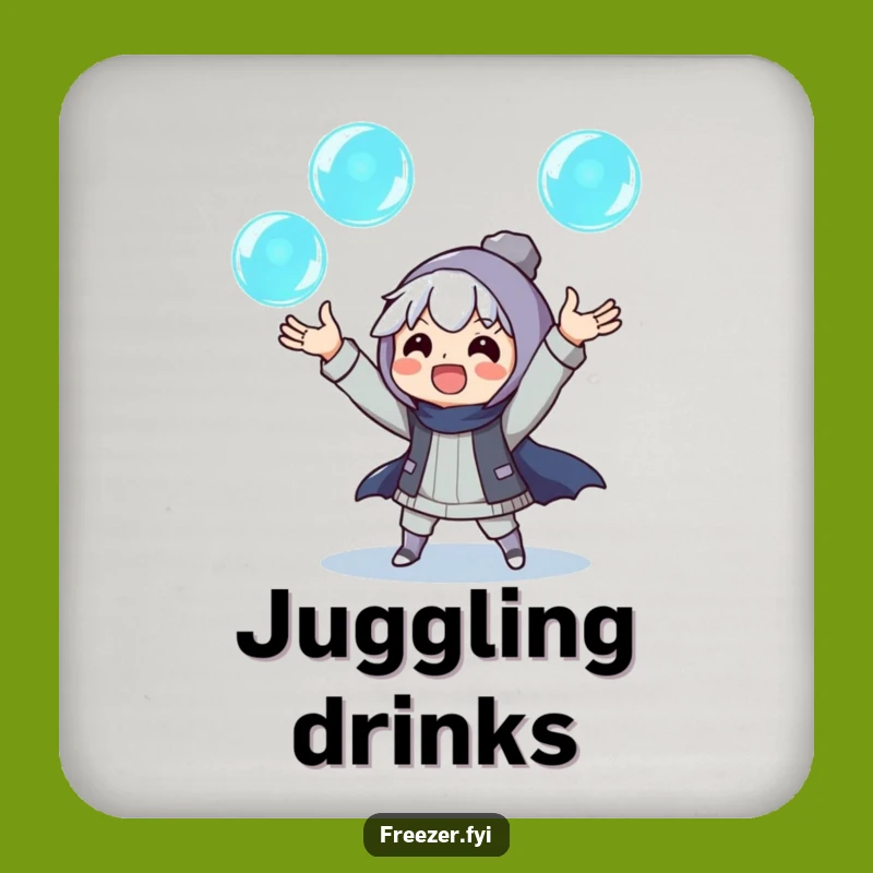 Funny Ice Juggler Coaster Set: Glowing Orb Protection, Unique Humorous Gift