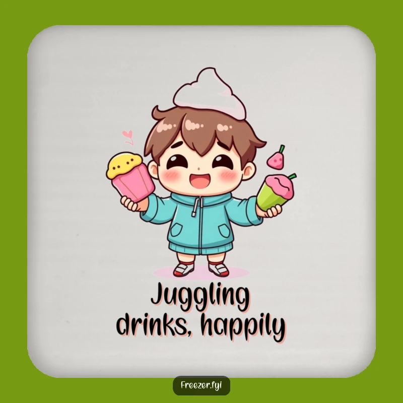 Funny Frozen Food Juggler Coaster: Balance Drinks with Humor!
