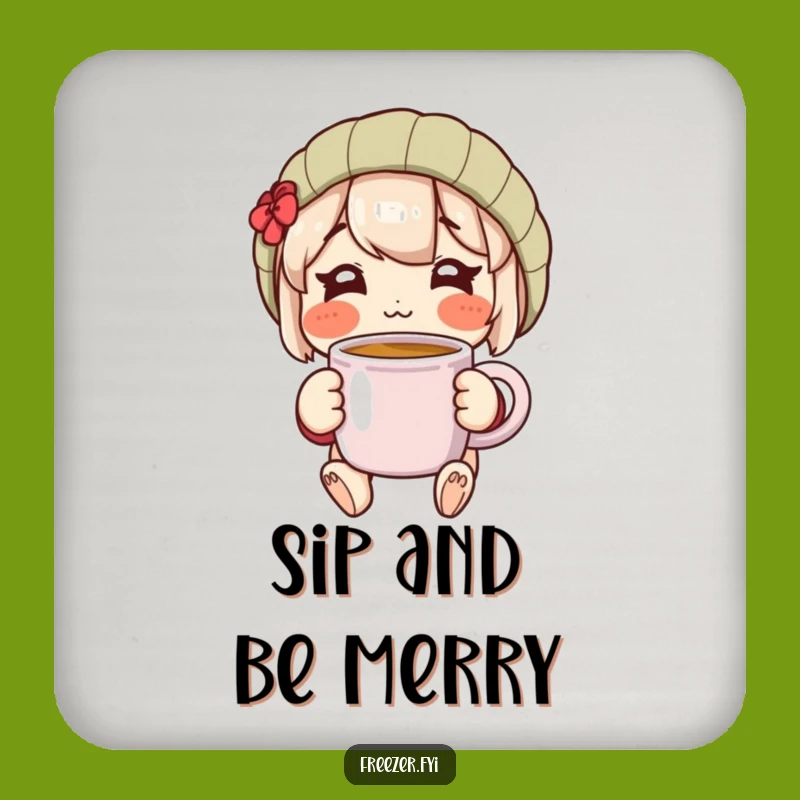 Cozy Warm Mug Drink Coaster: Rosy Character Table Protector