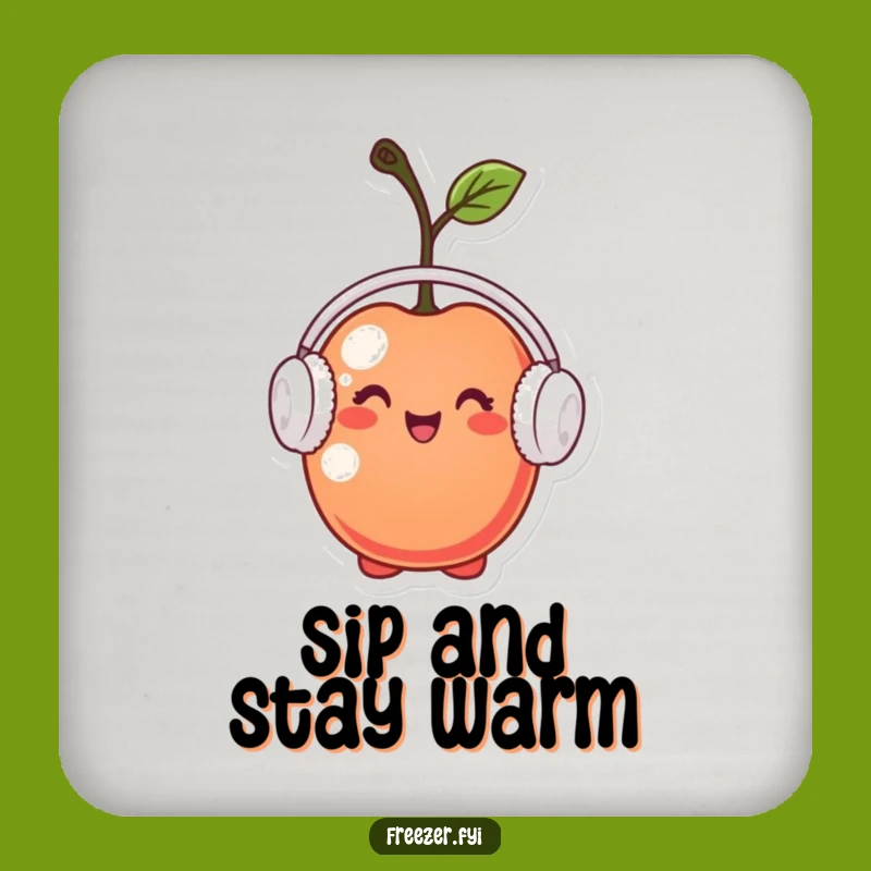 Funny Cherry Earmuff Coaster: Protect Surfaces with Cozy Humor