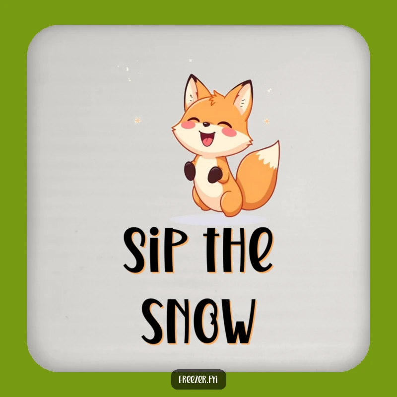 Funny Fox Drink Coaster: Snow Chaser Protector for Your Table