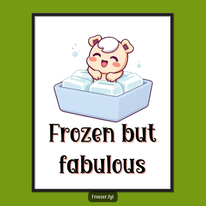Funny Wall Art: Bubbly Character's Ice Cube Tray Escape Poster for Hilarious Decor Gift