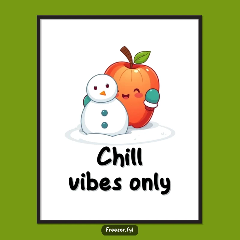 Funny Apple Snowman Poster: Charming Winter Art Print, Hilarious Decor for Any Room