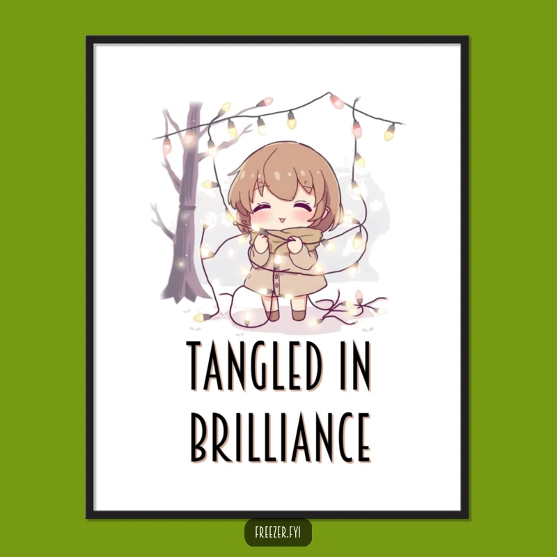 Funny Fairy Light Tangle Poster: Festive Mishaps Brighten Walls!