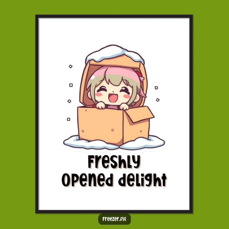 Funny Frozen Box Poster: Delighted Character's Pop-Out Wall Art