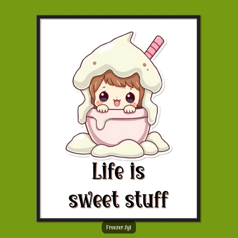 Funny Ice Cream Peeking Poster - Sweet Cartoon Art for Your Space