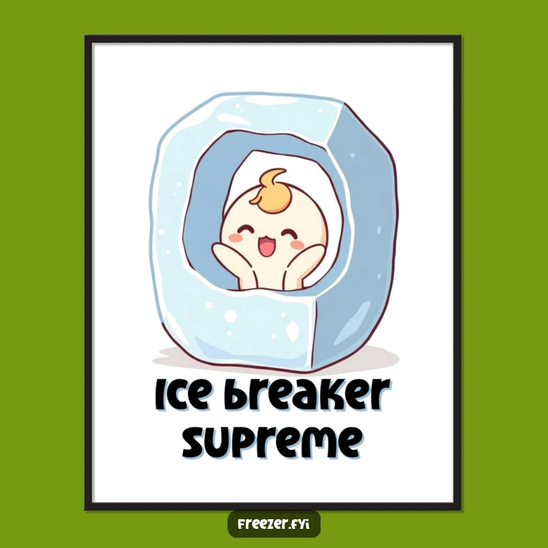 Funny Ice Cube Breakout Poster: Surprised Joyful Art, Humorous Decor Gift