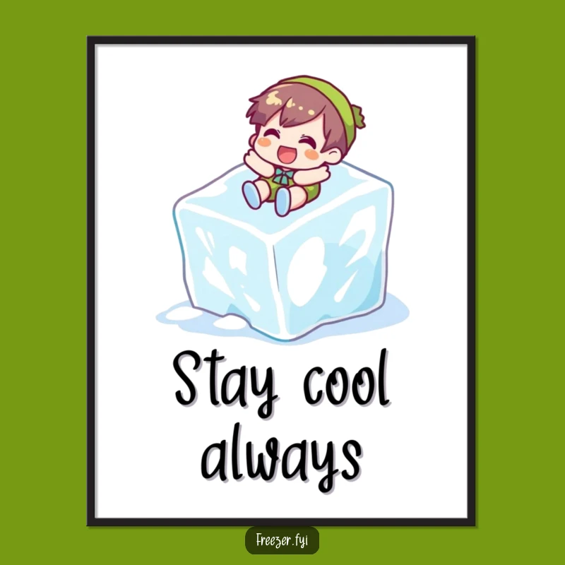Funny Ice Cube Sliding Poster - Cool Cartoon Winter Wall Art
