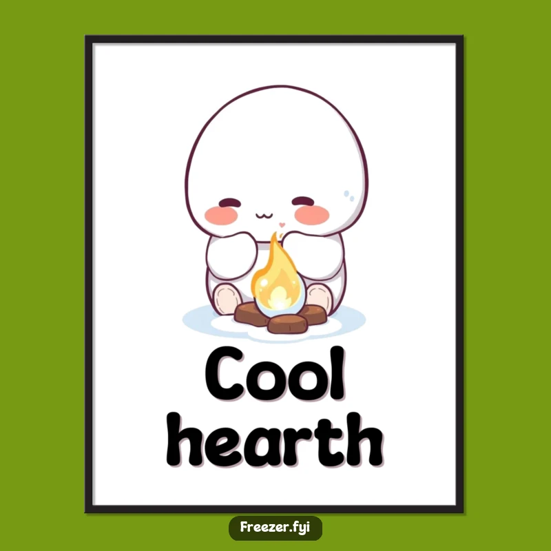 Funny Ice Fire Poster: Rosy Character Art, Cozy Humorous Decor Gift