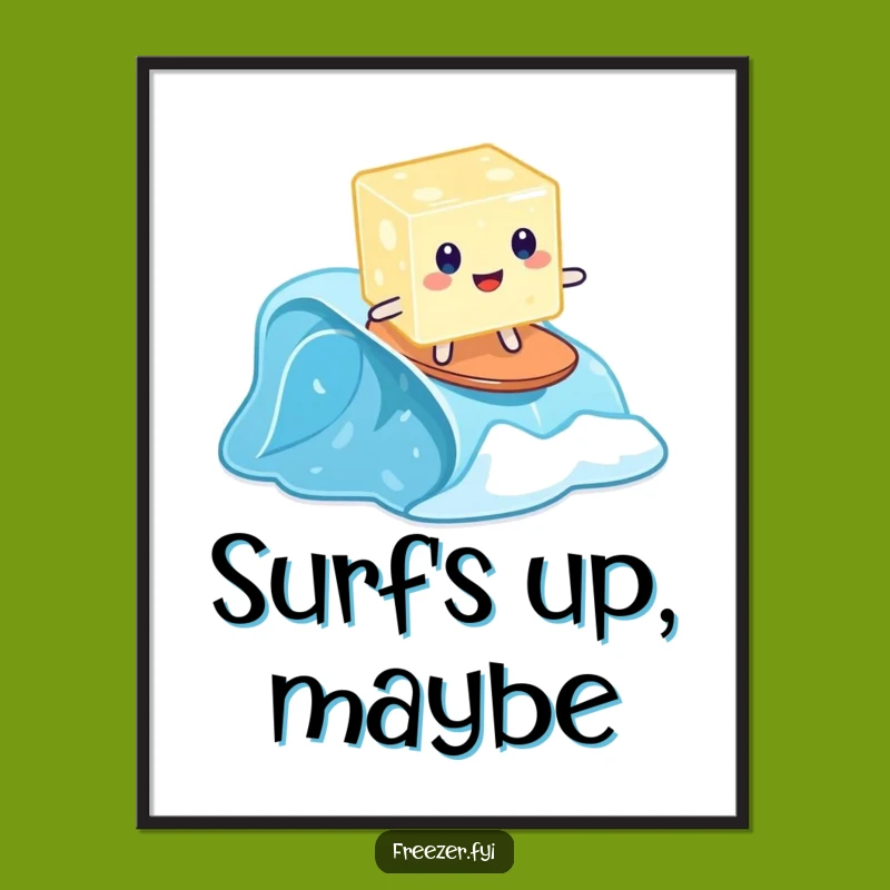 Funny Jelly Surfing Poster: Wobbly Wave Art for Quirky Decor