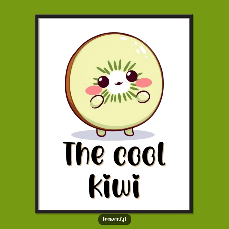 Funny Kiwi Slice Shrug Poster: Cute & Playful Art for Humorous Home Decor