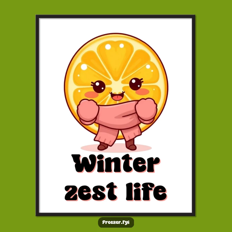 Funny Orange Slice Poster: Brighten Walls with Cozy Citrus Charm