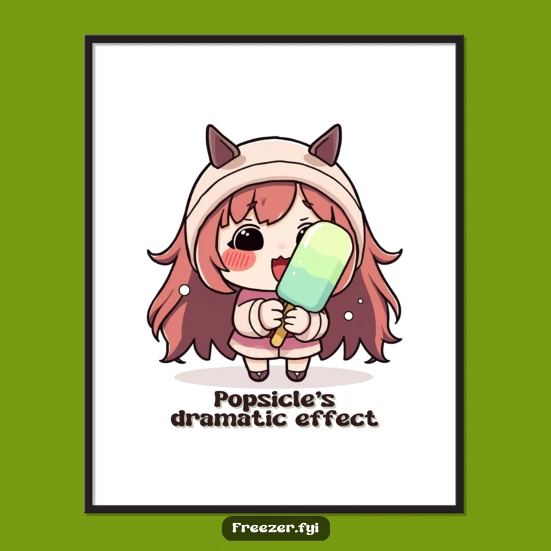 Funny Shivering Character Poster: Rosy Cheeks & Popsicle Art, Humorous Decor Gift