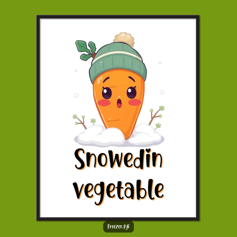 Funny Surprised Carrot Poster: Wintry Art Print & Humorous Gift
