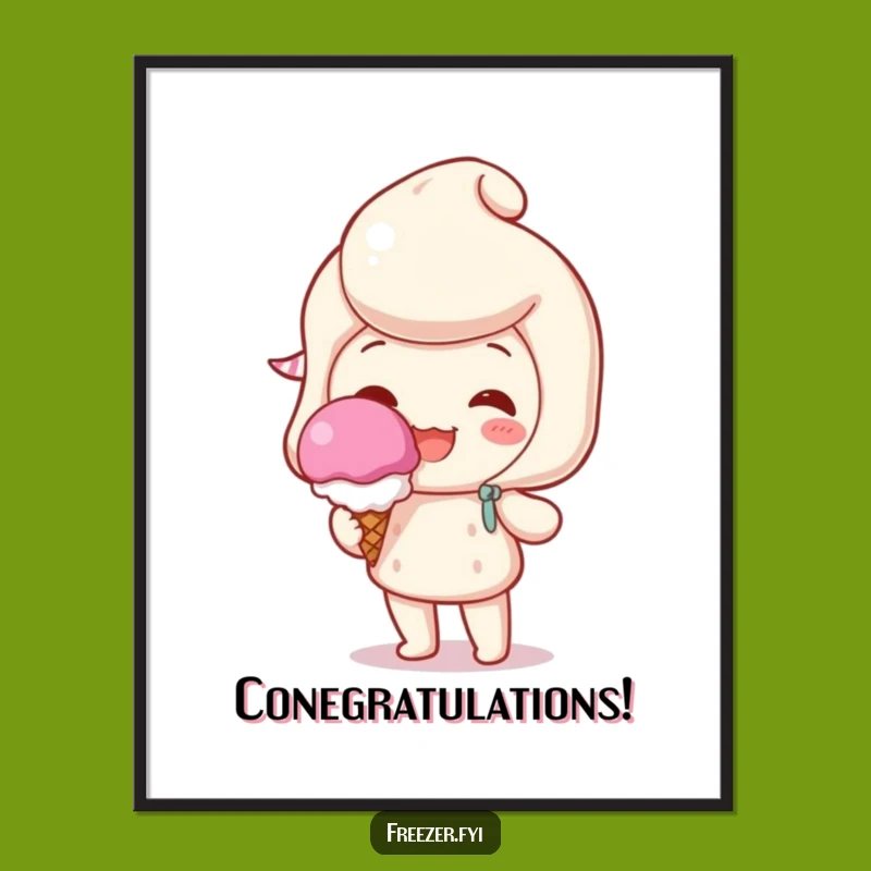 Funny Sweet Decor Poster: Character's Ice Cream Joy for a Hilarious Wall Art Gift