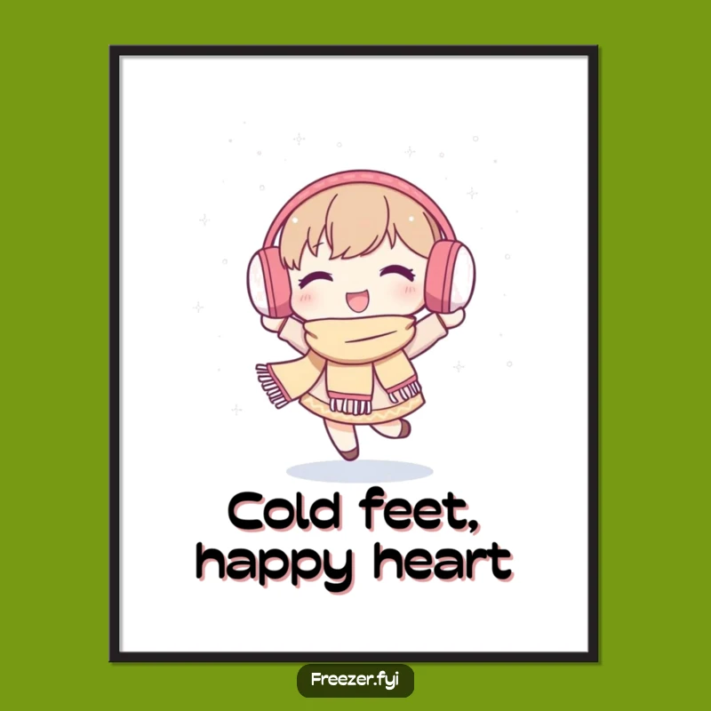 Funny Winter Dance Poster: Character's Snowy Joy - Whimsical Wall Art Funny Gift