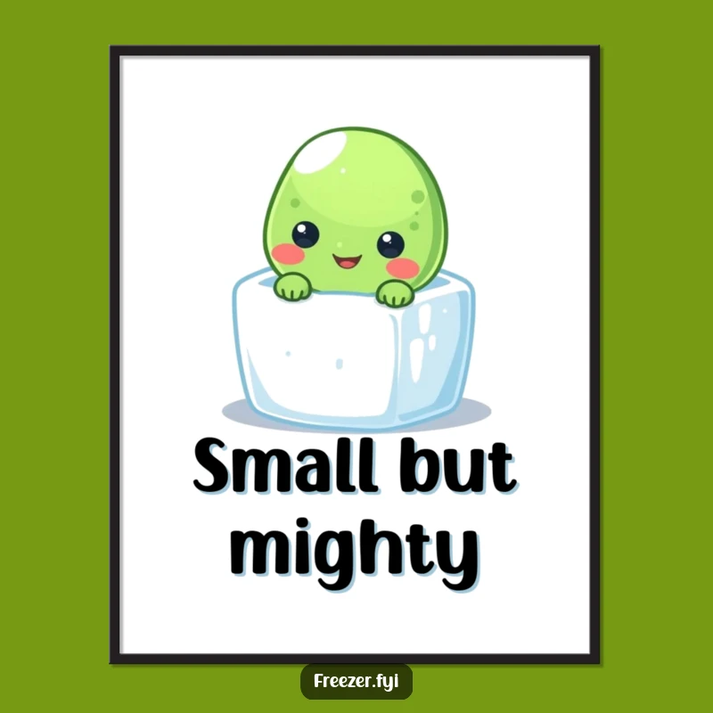 Funny Frozen Pea Ice Cube Poster: Cool Art for Your Walls