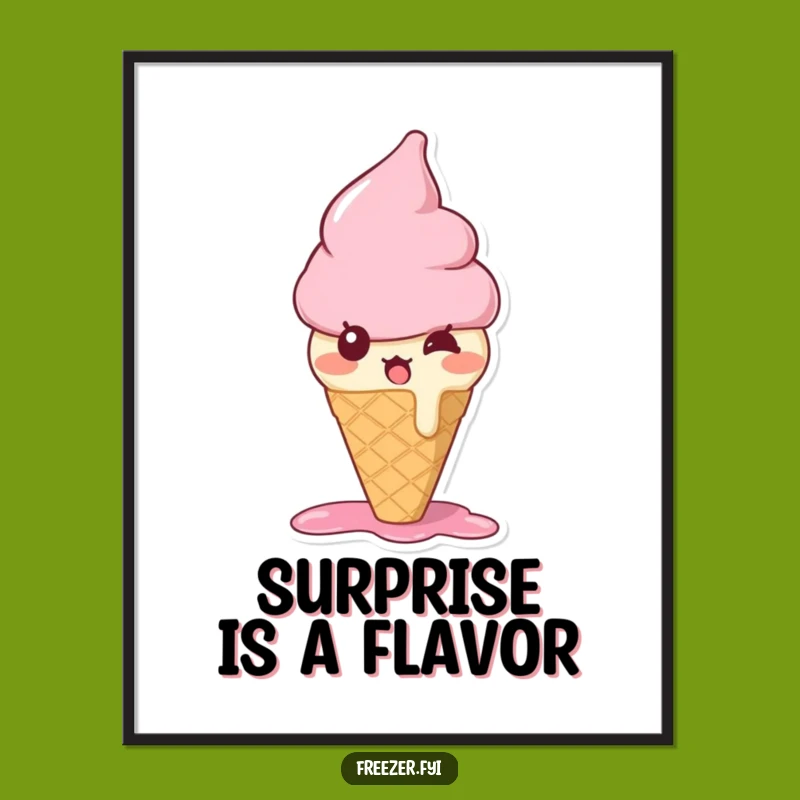 Funny Bewildered Ice Cream Cone Poster: Sweet Art for Your Walls