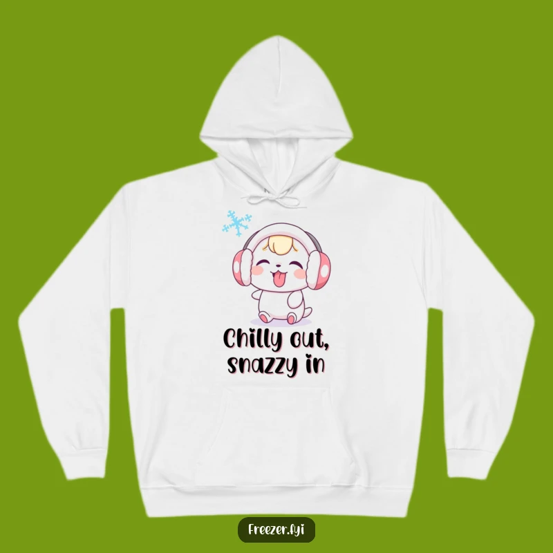 Cozy Funny Earmuff Character Hoodie: Playful Snowflake Taunt, Warm Humorous Winter Gift