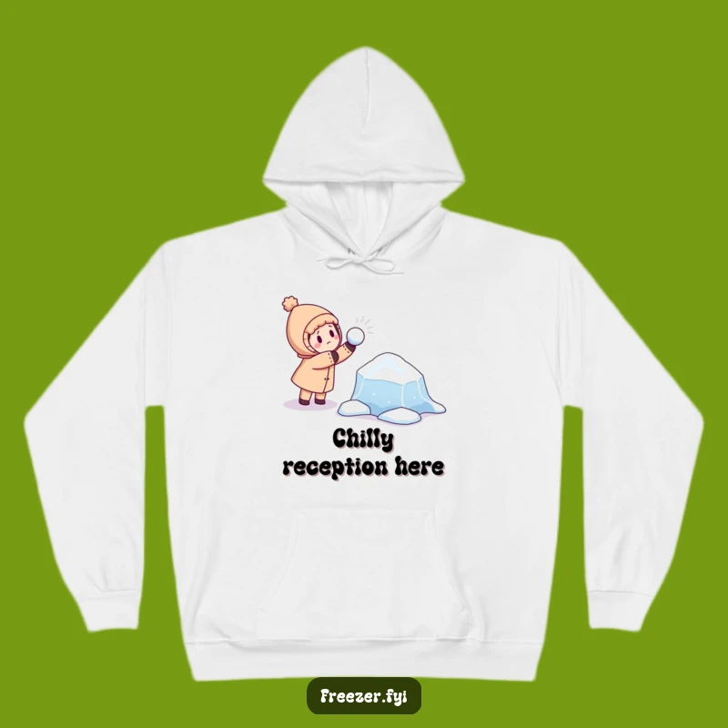 Cozy Funny Winter Hoodie: Character Throws Snowball at Curious Ice Floe
