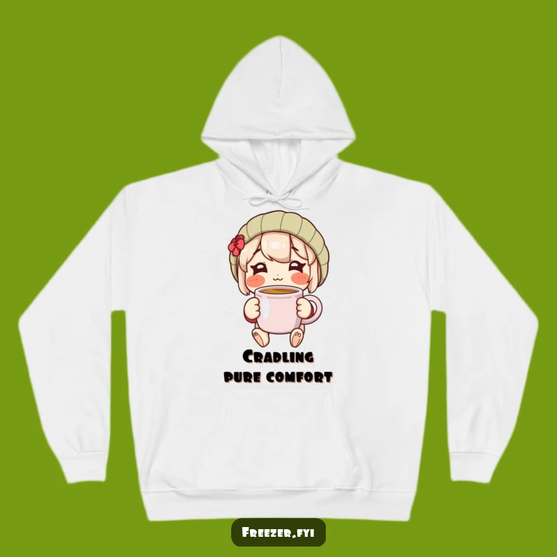 Cozy Rosy Cheeks Hoodie: Happy Character Warm Mug Comfort Gift