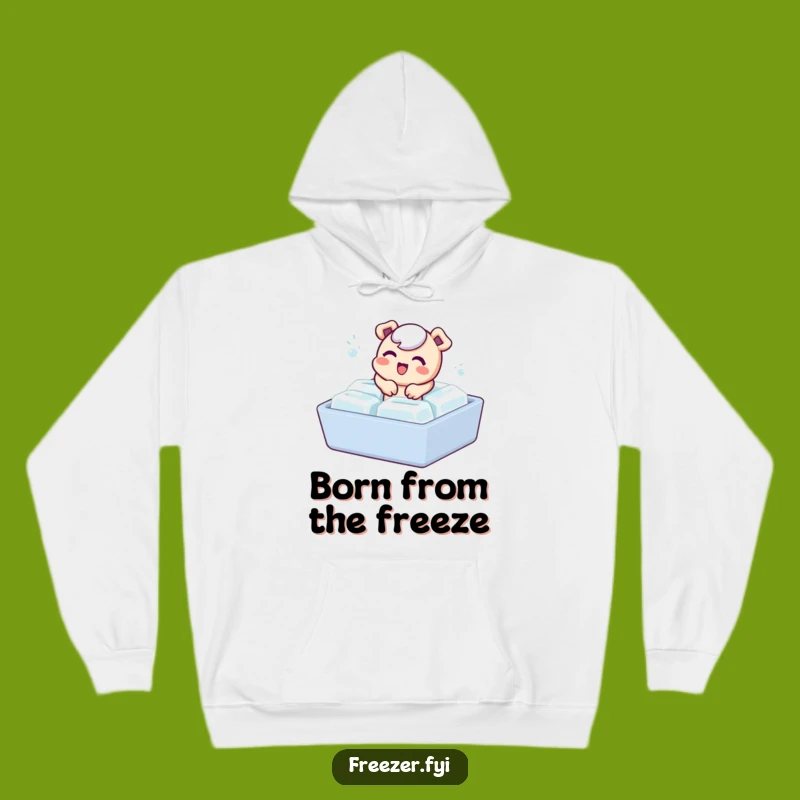 Funny Cozy Hoodie: Bubbly Character's Warm Hug of Ice Cube Tray Humor Gift