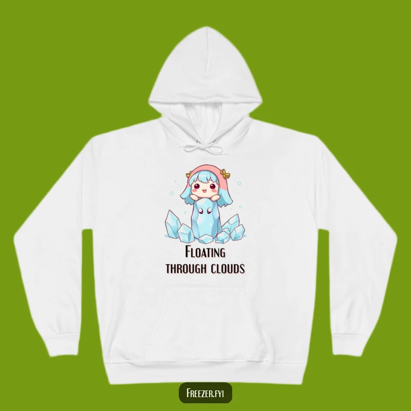 Funny Ice Crystal Hoodie: Cozy Winter Character's Serene Float Gag Gift