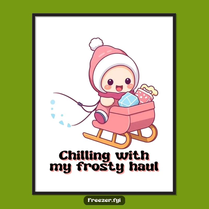 Free Printable Wall Art: Frosty Treats Sled Character, Whimsical Downloadable Decor