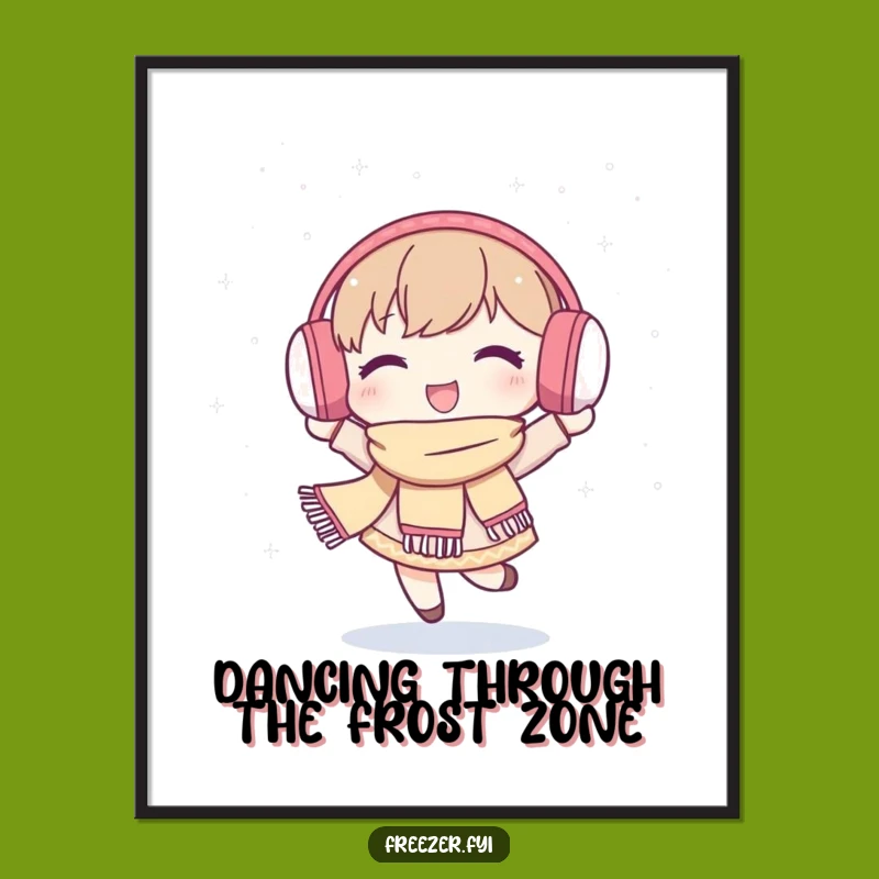 Free Printable Wall Art: Dancing Snow Character, Whimsical Downloadable Decor