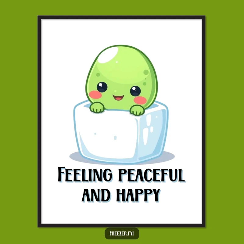 Free Printable Wall Art: Happy Pea in Ice Cube - Hilarious Downloadable Decor!