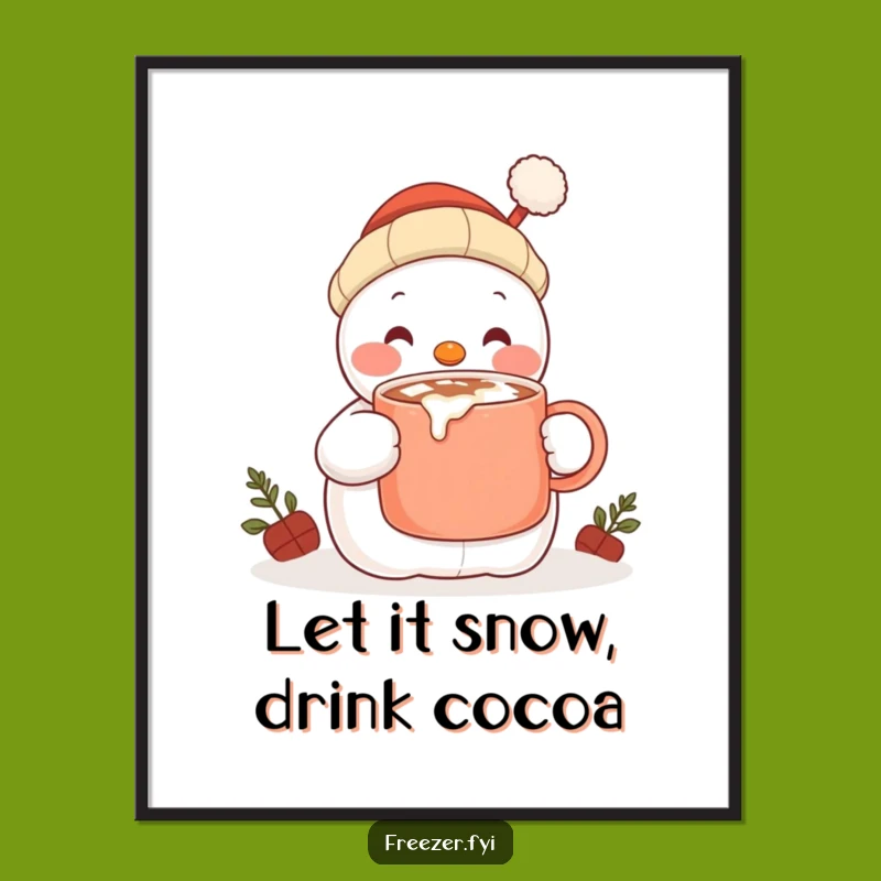 Free Printable Snowman Wall Art: Funny Cocoa Sip Decor for Cozy Vibes