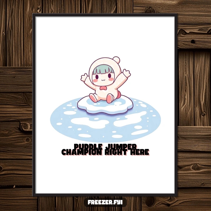 Funny Free Printable Wall Art: A character comically slides across a frozen puddle, arms outstretched in a moment of pure, hilarious abandon.