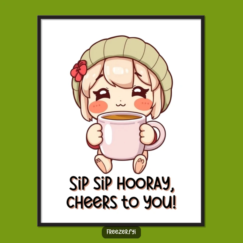 Funny Free Printable Wall Art: Cozy Mug Character, Warm & Cheerful Downloadable Art