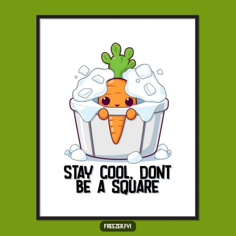 Funny Free Printable Wall Art: Curious Carrot Ice Decor, Downloadable Art