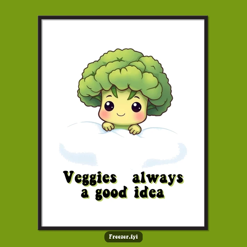 Funny Free Printable Wall Art: Frosty Broccoli Peek - Whimsical Downloadable Decor!