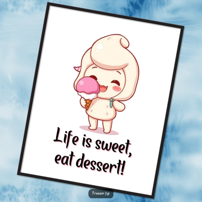 Funny Free Printable Wall Art: A joyful character holding one perfect scoop of ice cream, bringing a sweet and humorous vibe to any space.