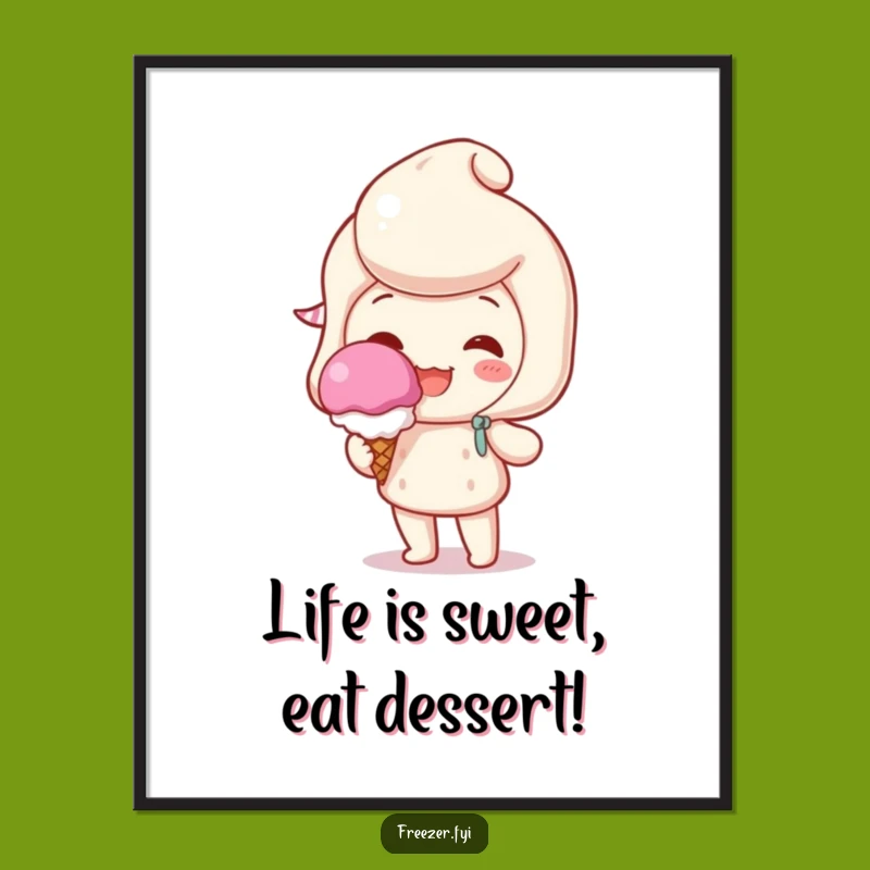 Funny Free Printable Wall Art: Ice Cream Scoop Character - Quirky Downloadable Decor