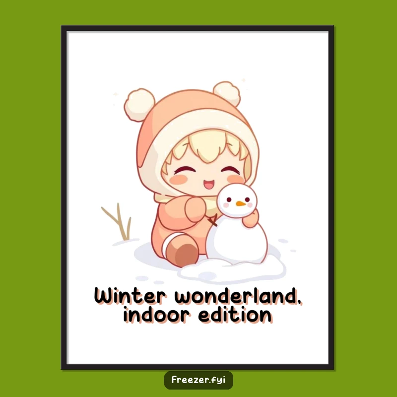 Funny Free Printable Wall Art: Indoor Snowman Character Decor, Humorous Downloadable Art