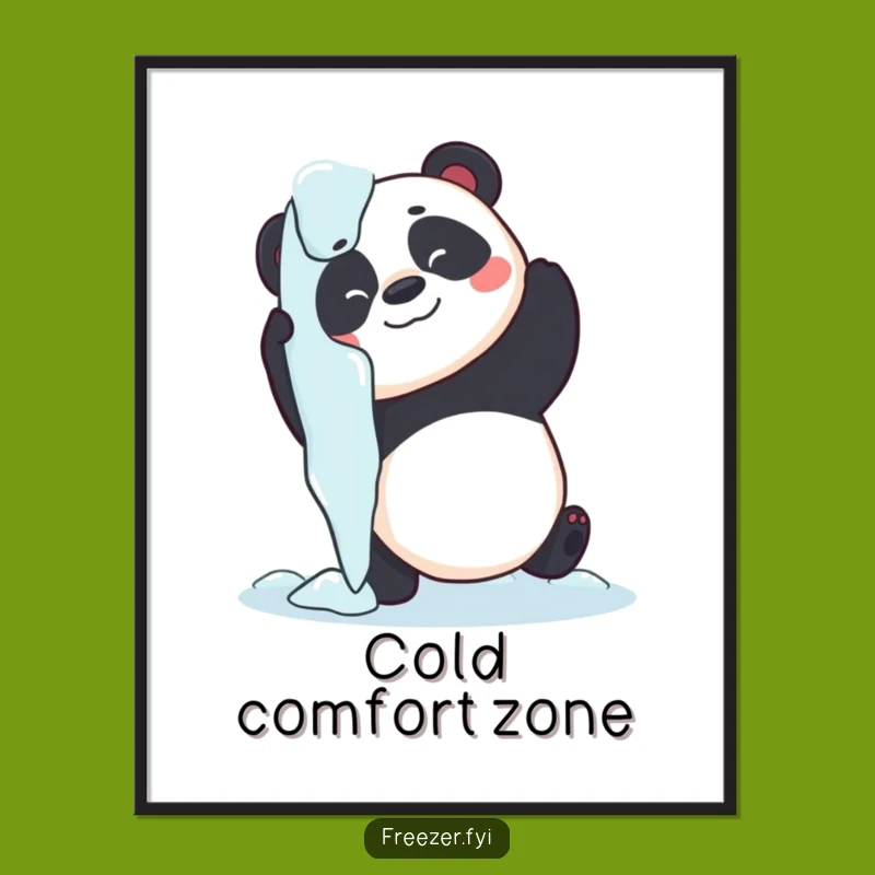 Funny Free Printable Wall Art: Panda Hugging Icicle Quirky Decor