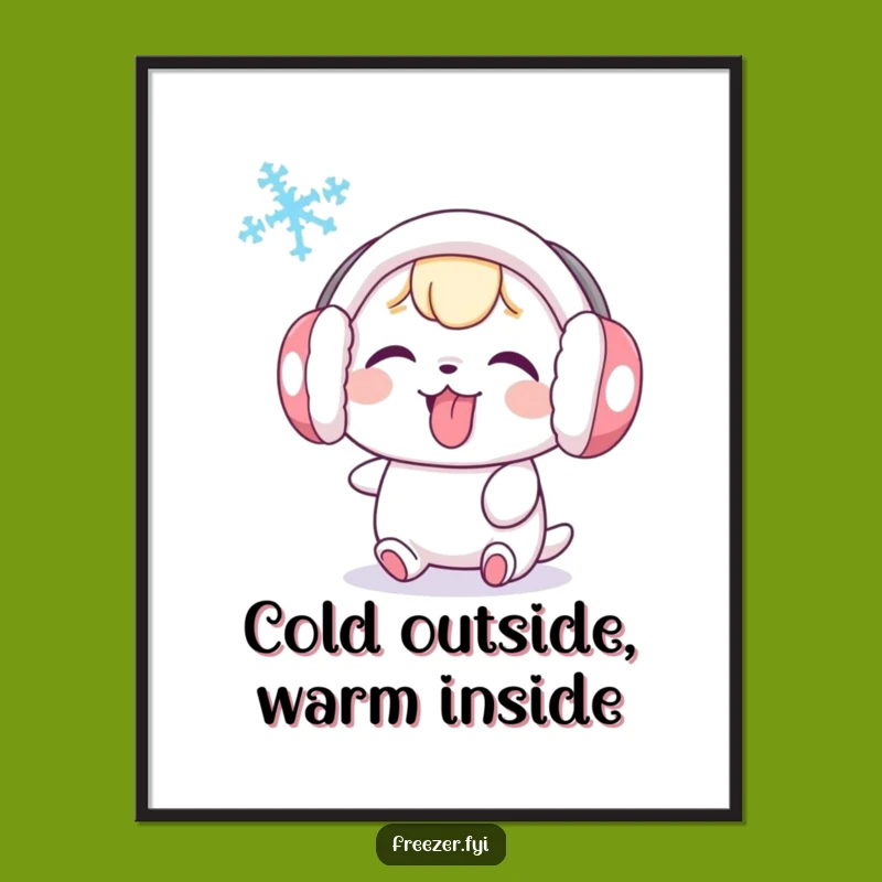 Funny Free Printable Wall Art: Snow Character Tongue Out - Cheeky Downloadable Decor