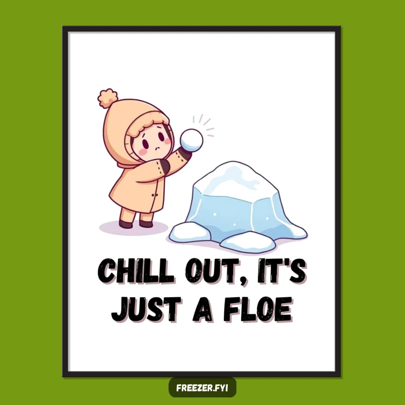 Funny Free Printable Wall Art: Snowball Battle Character, Playful Arctic Decor