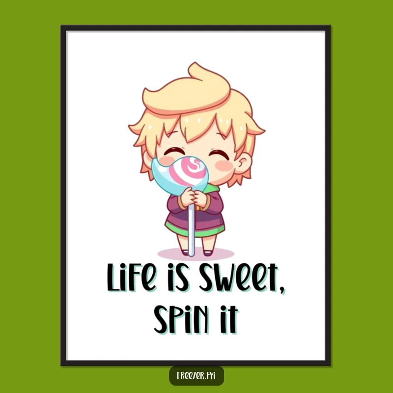 Funny Free Printable Wall Art: Spinning Lollipop Character, Quirky Downloadable Decor