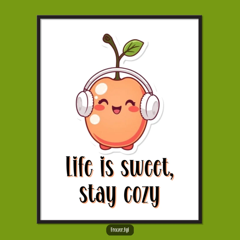 Funny Free Printable Wall Art: Cherry in Earmuffs - Cozy Downloadable Decor!