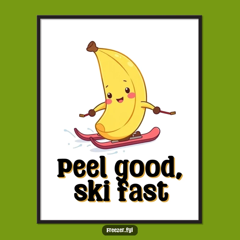 Free Printable Wall Art: Giggling Banana Skier, Hilarious DIY Downloadable Decor