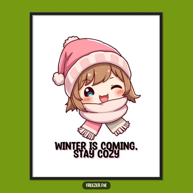 Funny Free Printable Winter Hat Wall Art - Cozy Character Decor - Downloadable Art