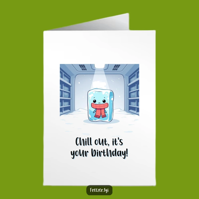 Free Printable Funny Birthday Card: Shivering Ice Cube Hilarious Downloadable Greeting
