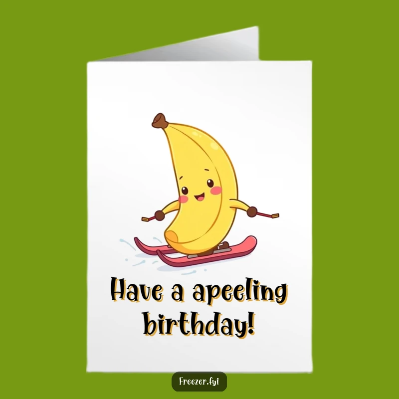 Free Printable Birthday Card: Giggling Banana Skier, Hilarious DIY Downloadable Gift