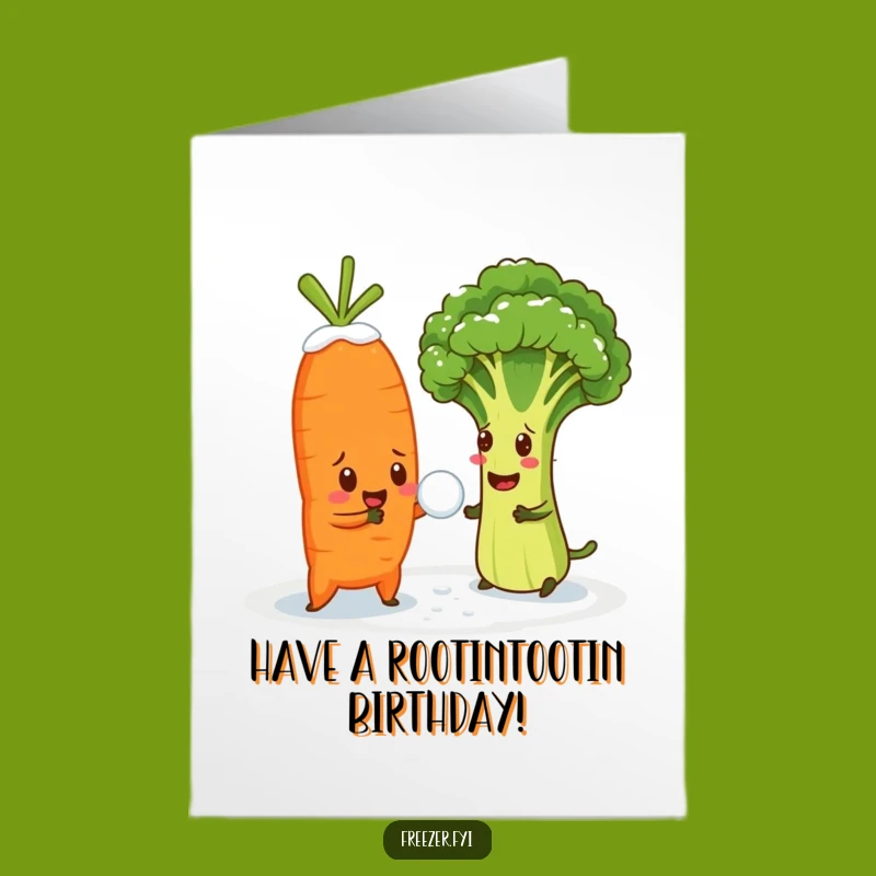 Free Printable Funny Birthday Card: Carrot Snowball Fight Hilarious Downloadable Greeting
