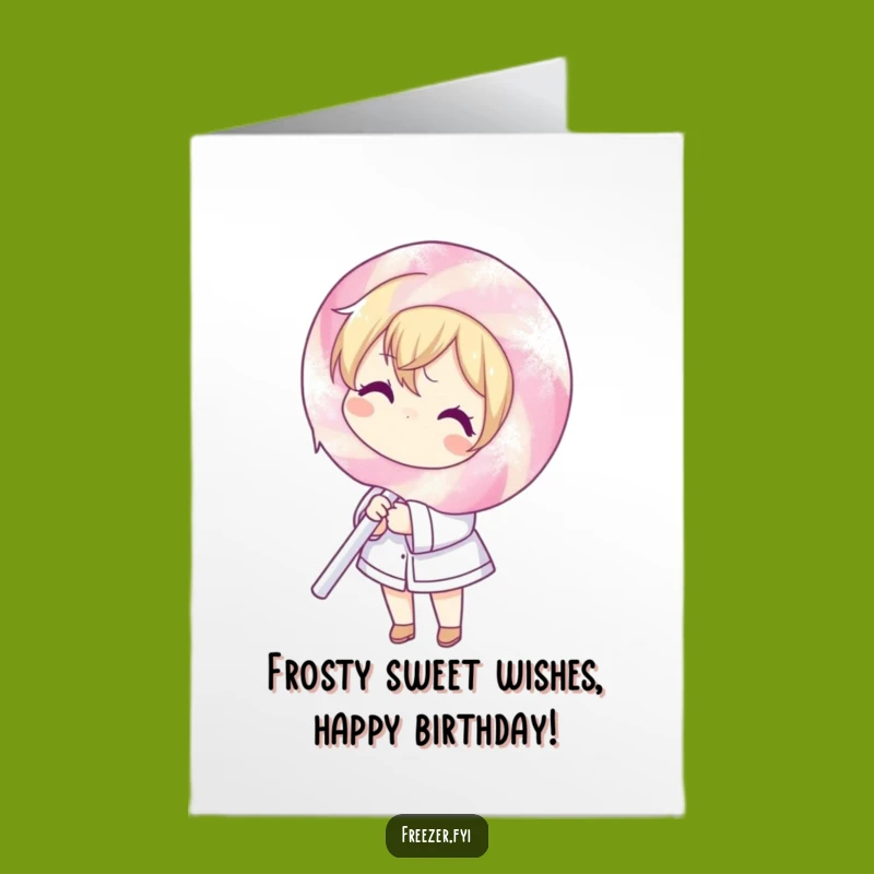 Free Printable Funny Birthday Card: Frosty Lollipop Character Delightful Downloadable